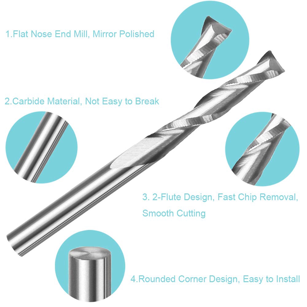 10pcs 3.175 1/8 Shank 2 Flutes - End Mill Set 评论和价格