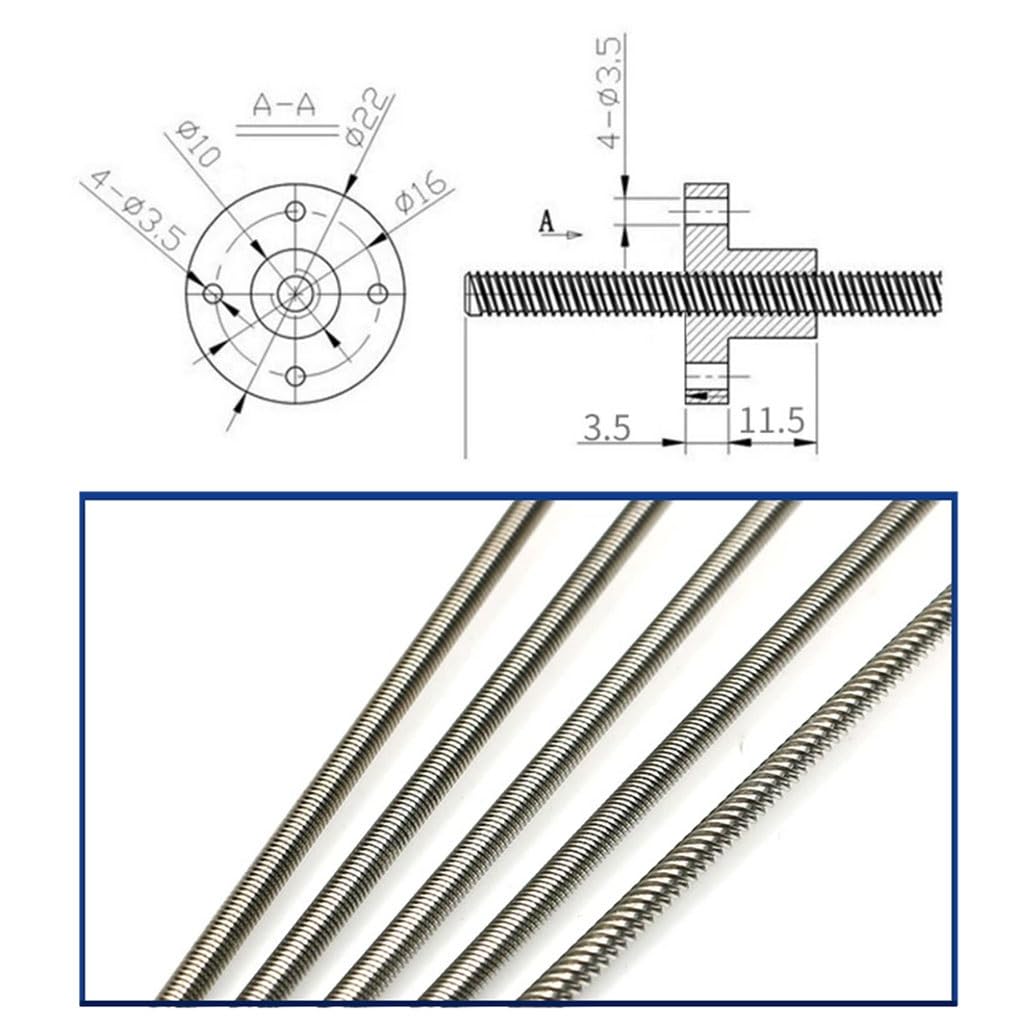 1pcs T6 lead Screw Round Flang - Lead Screw 8Mm 评论和价格