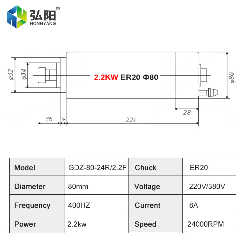 HONGYANG Compact Water Cooled  - Water Cooled Spindle 评论和价格